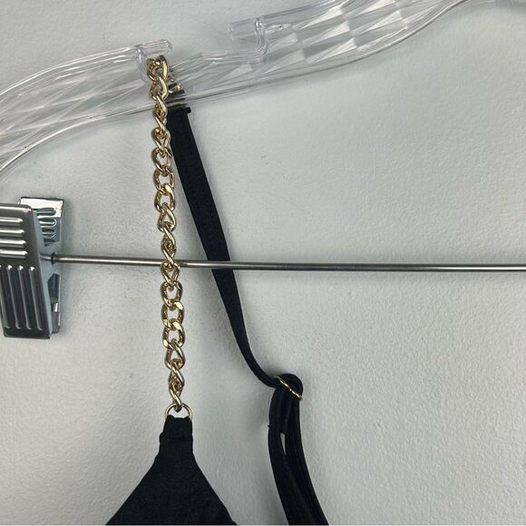 WEWOREWHAT Black Gold Chain Strap Top Bra Cami Scoopneck Adjustable Sz S or 4 - Picture 6 of 14